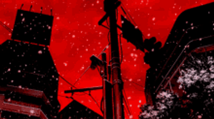 Red Sky Dark Anime Snow GIF