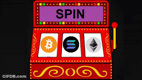 Red Slot Machine With Spin Sign GIF