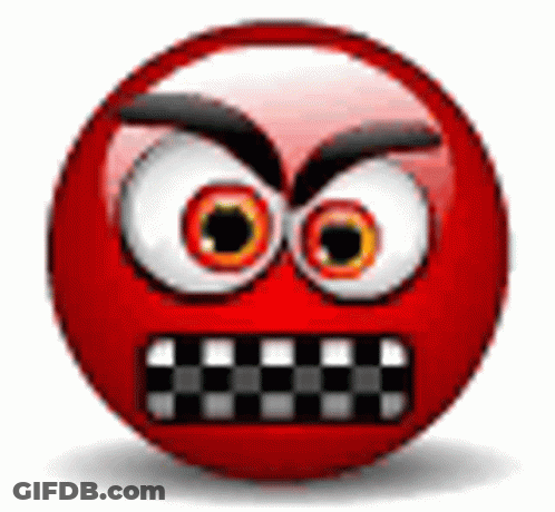 Red Smiley Angry With Checkered Mouth GIF