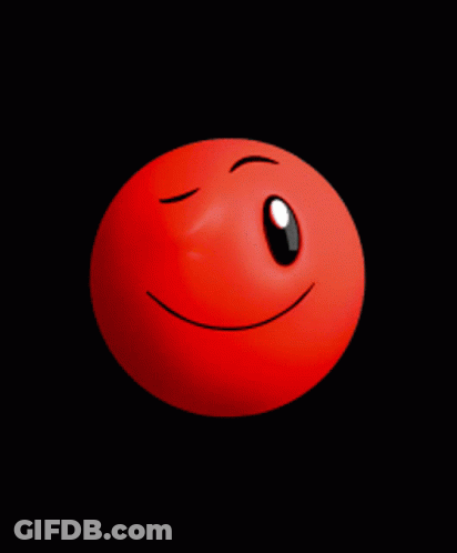 Red Smiley Ball On Black Background GIF