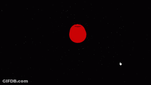 Red Smiley Face On Black Background With Stars GIF