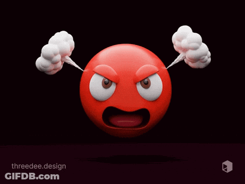 Red Smiley Face Smoke From Ears Threedee.design GIF