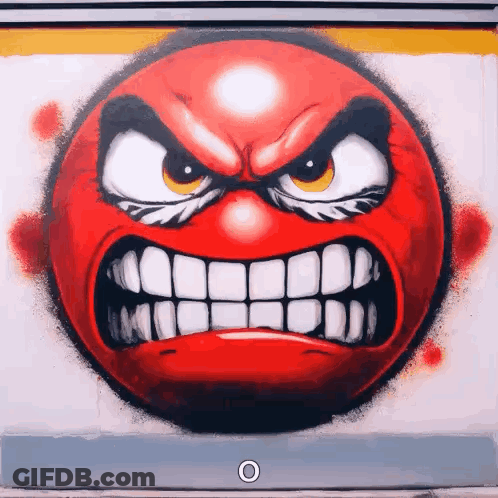 Red Smiley Face With Big Teeth GIF