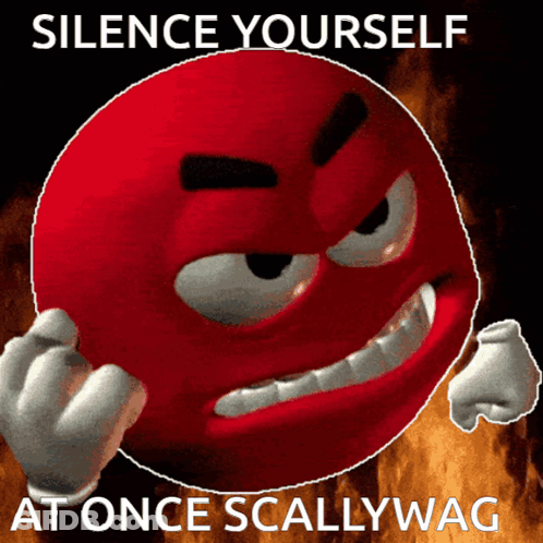 Red Smiley Silence Yourself At Once Scallywag GIF