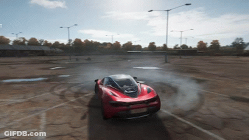 Red Sports Car Drifting On Dirt Road GIF