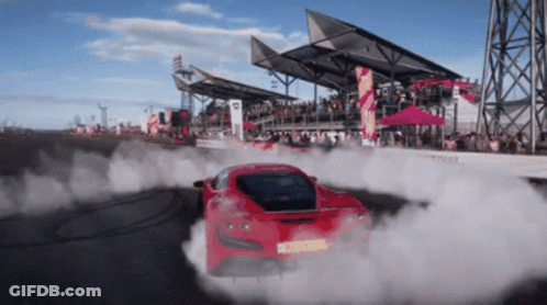Red Sports Car Drifting On Track GIF
