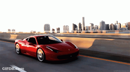 Red Sports Car Driving City Highway GIF