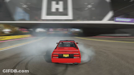 Red Sports Car Driving Down Road In Video Game GIF