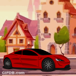 Red Sports Car Driving Down Street GIF