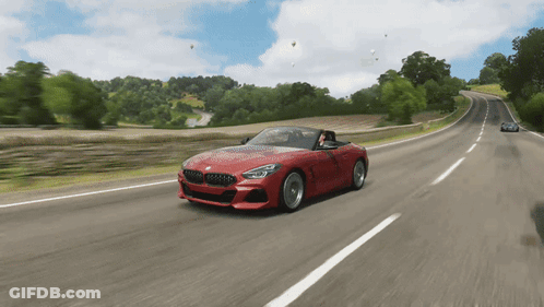 Red Sports Car Driving In Video Game GIF