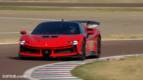 Red Sports Car Driving On Curve GIF