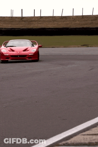 Red Sports Car Driving On Track GIF