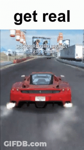 Red Sports Car Driving With Get Real GIF
