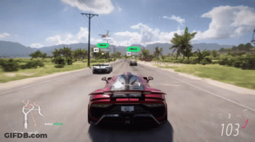 Red Sports Car With 103 On Screen GIF