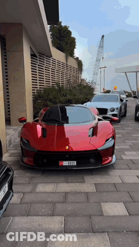 Red Sports Car With SD License Plate GIF