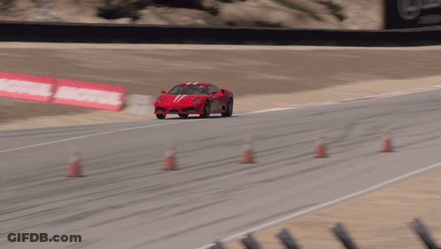 Red Sports Car With White Stripes GIF