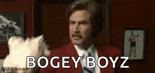 Red Suit Man Holding Dog Saying Bogey Boyz GIF