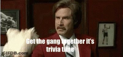 Red Suit Man Holding Dog Saying Trivia Time GIF