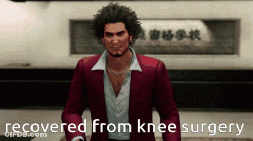Red Suit Man Saying Recovered From Knee Surgery GIF
