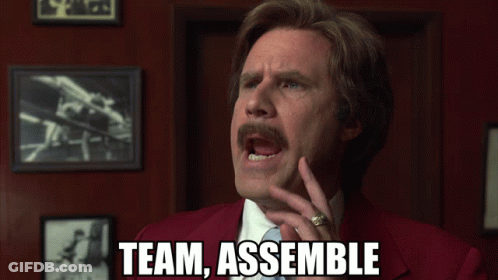 Red Suit Man Stuffed Animal Wolf Pack Assemble GIF