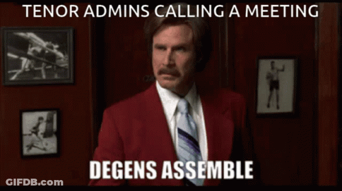 Red Suit Man: Tenor Admins Calling Meeting Degens Assemble GIF