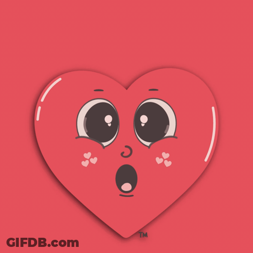Red Surprised Heart Saying Wow GIF