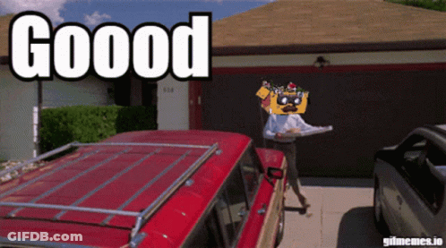 Red SUV Parked In Front Of House With Good GIF