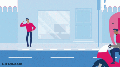 Red Sweater Man And Motorcycle Rider GIF