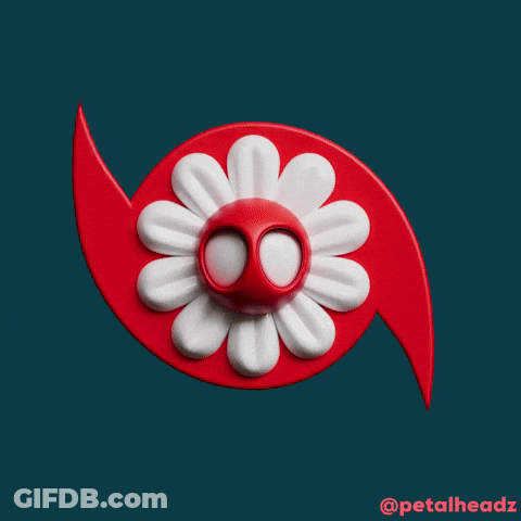 Red Swirl With White Flower Petalheadz GIF