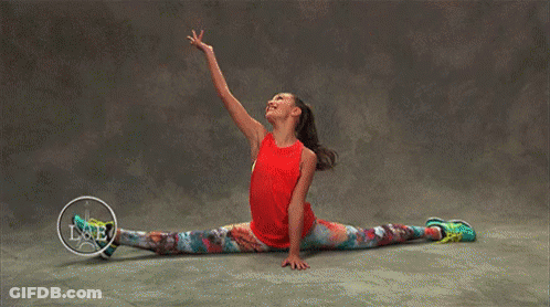 Red Tank Top Girl Doing Split Arms Up GIF
