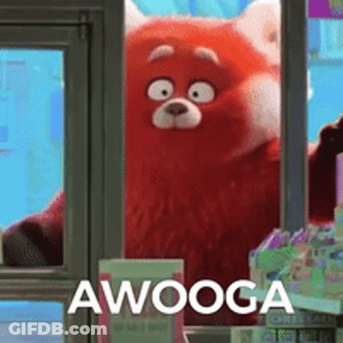 Red Teddy Bear At Window With Awooga GIF