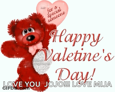 Red Teddy Bear Holding Heart Balloon Happy Valentine's Day GIF