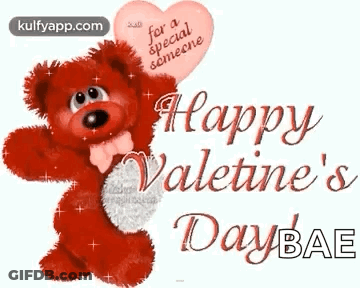 Red Teddy Bear Holding Pink Heart Happy Valentines Day GIF