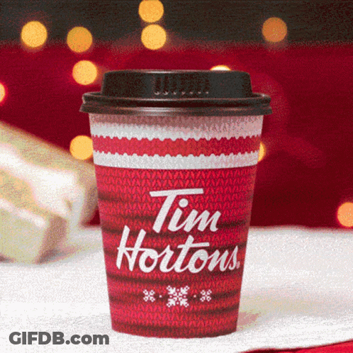 Red Tim Hortons Cup With Black Lid GIF