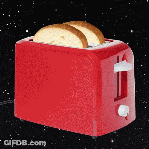 Red Toaster With Two Slices Of Bread GIF