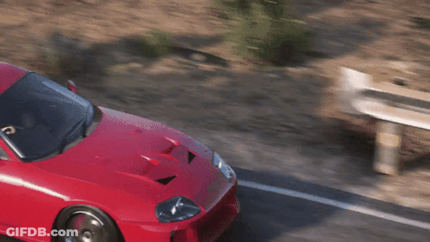 Red Toyota Supra Drone Shot GIF