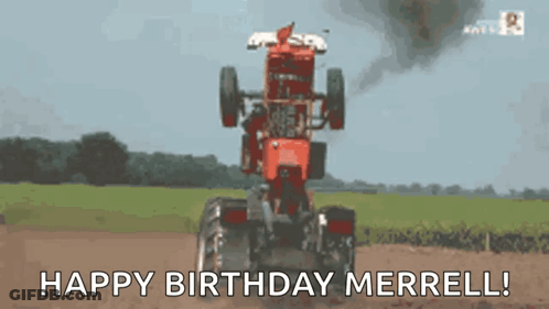 Red Tractor Happy Birthday Merrell GIF