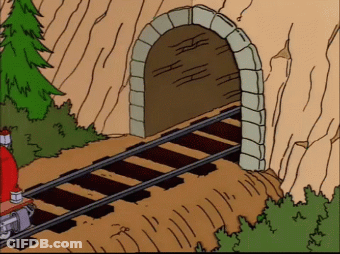 Red Train Tunnel Passage Way GIF