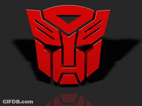 Red Transformer Logo On Dark Background GIF