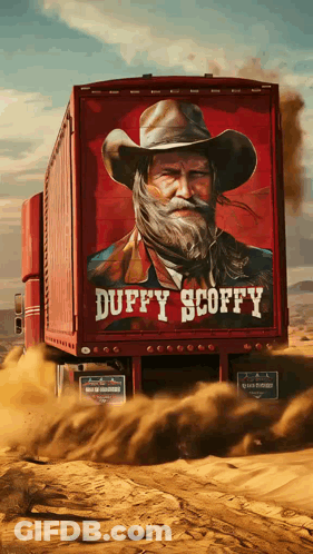 Red Truck With Bearded Man Saying Duffy Scoffy GIF