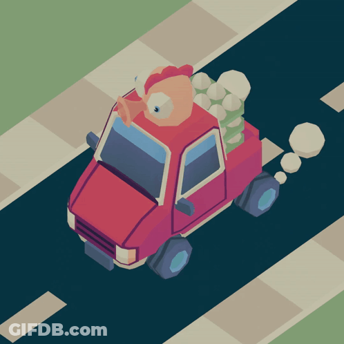 Red Truck With Eggs And Fish GIF
