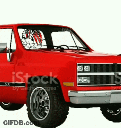 Red Truck With IStock Letters On Front GIF