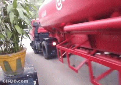 Red Truck With Letter C GIF