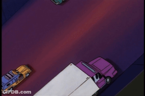 Red Umbrella Surrounded By Potted Flowers In Rain GIF