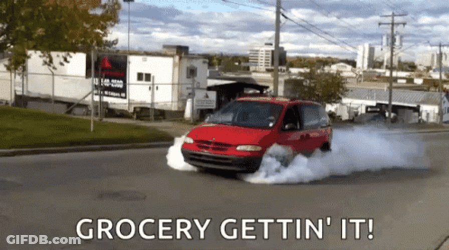 Red Van Going To Grocery GIF