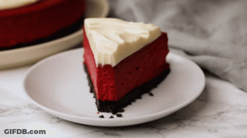 Red Velvet Cheesecake On White Plate GIF