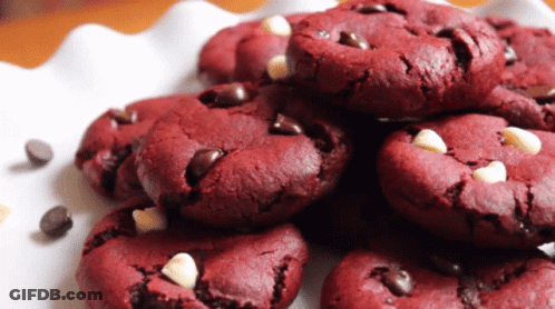 Red Velvet Cookies With Chocolate Chips GIF