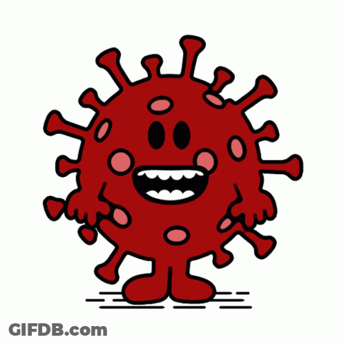 Red Virus Cartoon With Tongue GIF