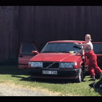 Red Volvo With License Plate ERD736 GIF
