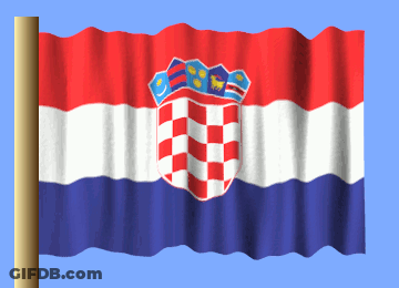 Red White And Blue Flag With Checkered Crest GIF